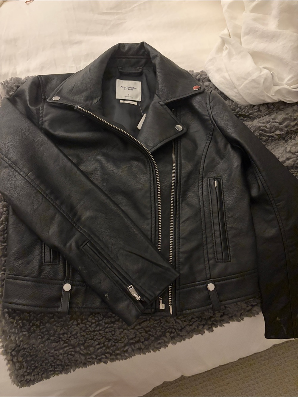 Abercrombie & Fitch Black Faux Leather Moto Jacket